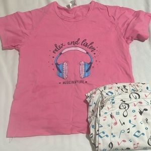 Music pajama set with hot pink top and white pants size medium from TOD and TEEN